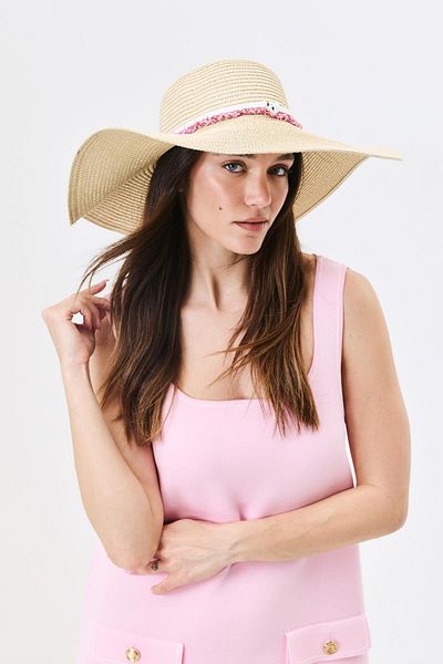 C&City Wide Brim Straw Beach Hat Y25730-06 Beige