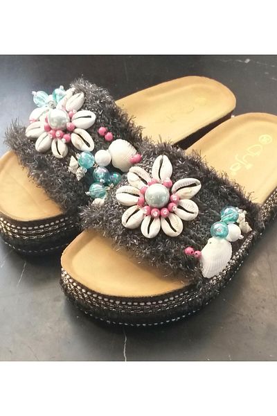 Guja 25Y170-2 Women's Seashell Stone Cork Sole Premium Slippers