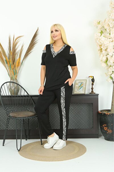 Butik Nilyam Дамски анцуг с големи детайли на раменете 23009 Черен