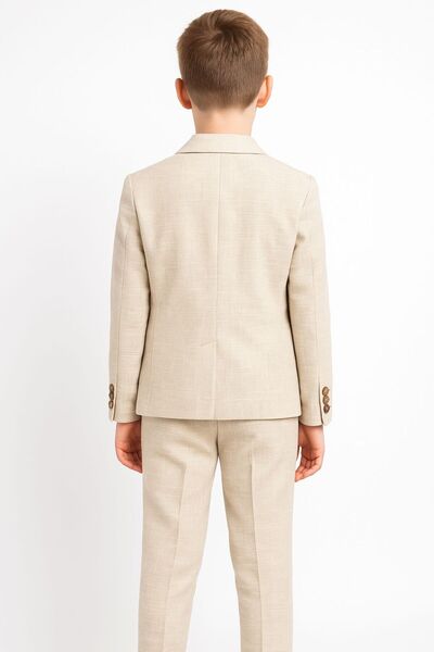 SIRRI Boys' Summer Linen Suit Cream - Jacket, Pants and T-Shirt Combination (2-13 Years)