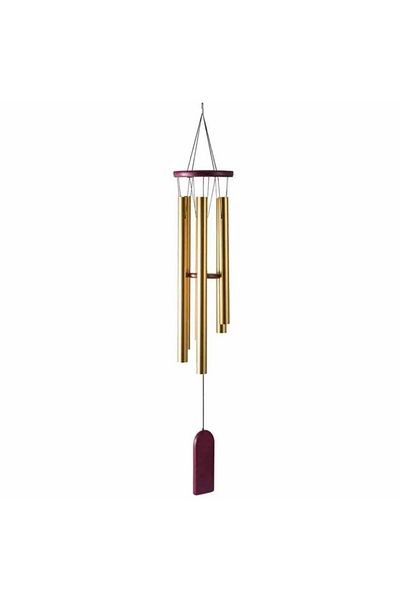 PUFO Clopoțel de vânt cu 6 tuburi sonore metalice aurii pentru casă sau grădină, model Feng-Shui