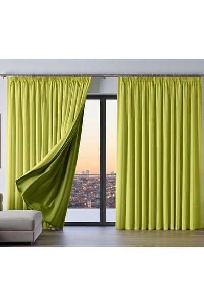 MebelPort Curtain Dauble Blackout Blackout Curtain Single Wing 1X2 American Pleated Background Curtain