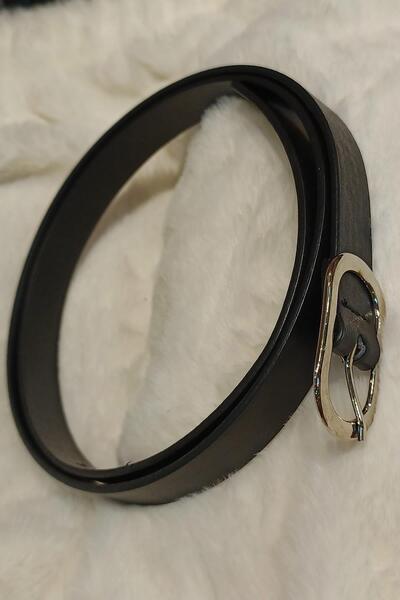 Eswomes حزام رفيع بيضاوي كامل فضي