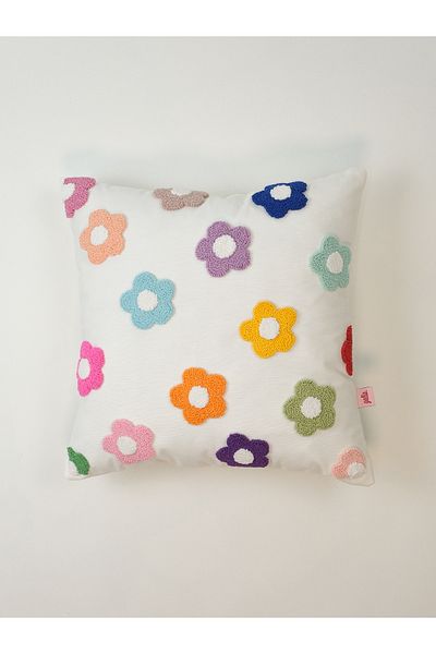 Galia Tasarım Colorful Flower Patterned Punch Cushion Pillow Case
