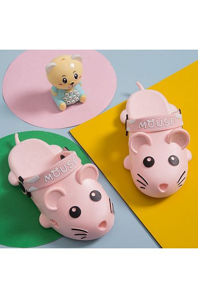 Superbaby Papuci din cauciuc pentru fetite - Soricelul roz