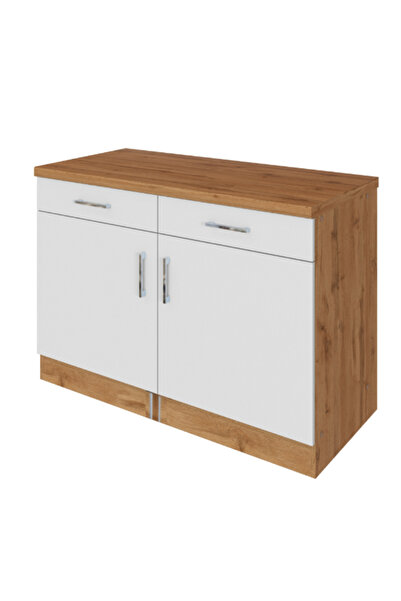 Tdesigno Lale Mutfak 2 Çekmeceli 2 Kapaklı Alt Modül -100 cm - Çok Amaçlı Dolap -Tezgah Dahil