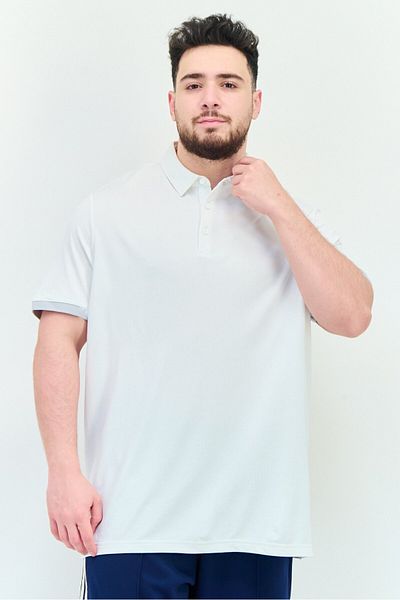 adidas Men Sportswear Fit Brand Logo Short Sleeves Outdoor Polo Shirt, White