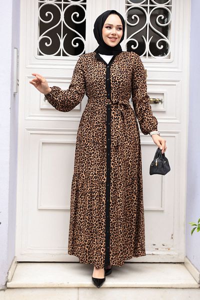 N.S NEVA STYLE Φόρεμα Hijab με σχέδιο Leopard 23927LP
