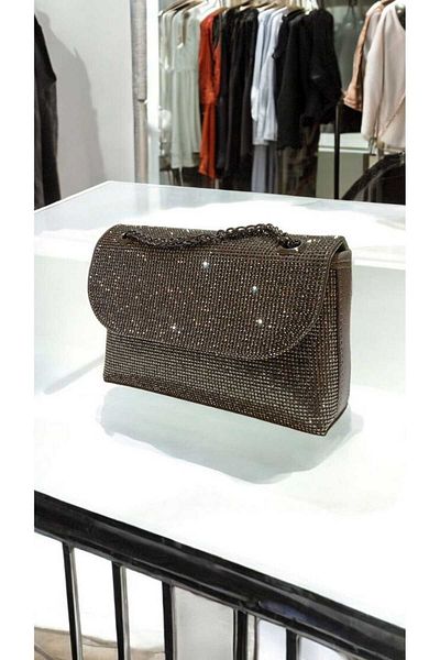 Butik Anthracite Colored Imported Stone Evening Dress Bag