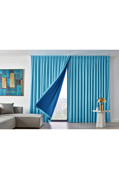 MebelPort Curtain Dauble Blackout Karartma Perde Tek Kanat 1x2 Amerikan Pile Fon Perde