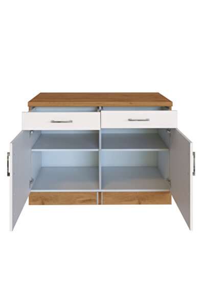 Tdesigno Lale Mutfak 2 Çekmeceli 2 Kapaklı Alt Modül -90 cm - Çok Amaçlı Dolap -Tezgah Dahil