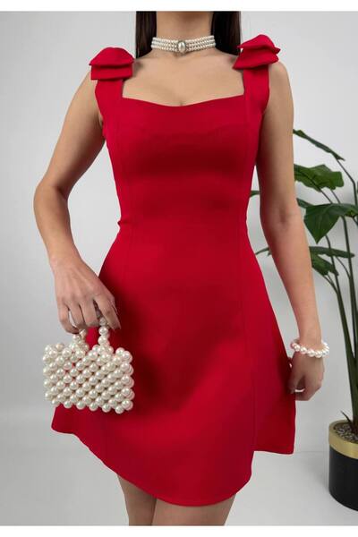 zoezoe Omuz kurdele detaylı mini düğün/davet/nişan/nikah/kına/mezuniyet elbisesi