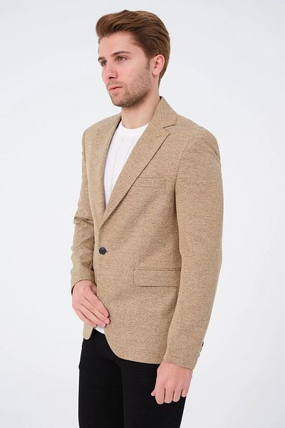 Bonesti Ανδρικό Slim Fit Blazer Μπουφάν Μπεζ