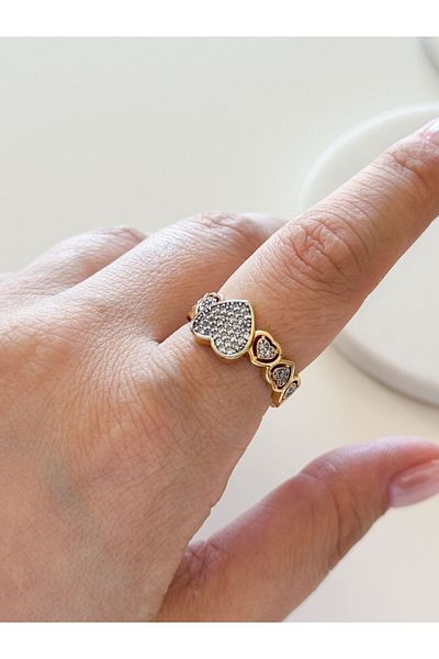CHARMLUCKY Steel Stone Heart Ring