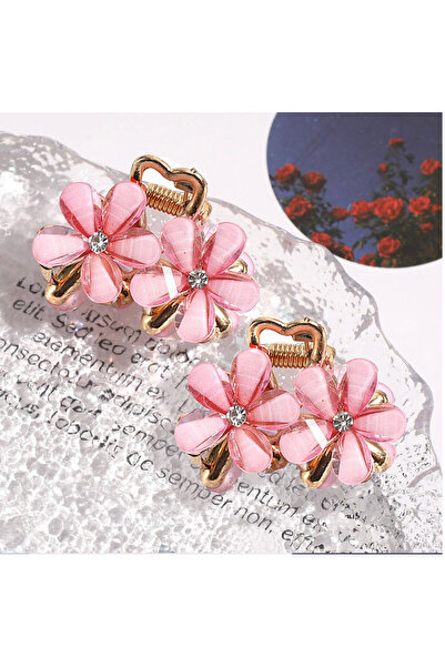 İnDerin Μεταλλικό λουλούδι κομψό χρυσό κλιπ μαλλιών με 2 κρυστάλλινες πέτρες ...