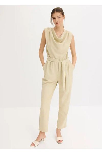 MAMAYAGA Women's Flounce Collar Sleeveless Pants Blouse Look Sport Stylish Plus Size Curve Jumpsuit