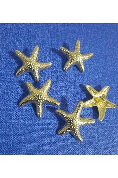 İMREN AKSESUAR Star Model Gold Color Button, (Coat, Jacket, Vest, Dress Set of 5 2.5 cm Buttons)