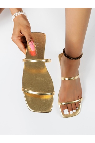 GUİZ Kadın Gold Düz Terlik