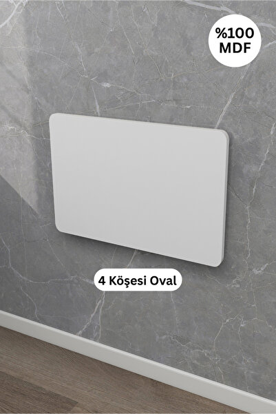 Kydonia Home Mdf Lam 4 Köşesi Oval Mat Beyaz Duvara Monte  Kırma Katlanır Yemek Masası