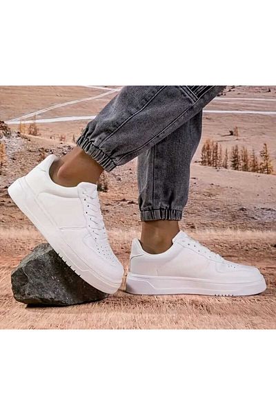 KING SEZAR Casual Men's Black White Sneaker Lace-Up Comfortable Mesh Breathable Walking Sports Shoes