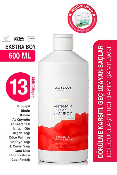 ZAROZA Anti-Hair Loss Fast Growth Strengthening Procapil Biotin Shampoo 600ml Men Women