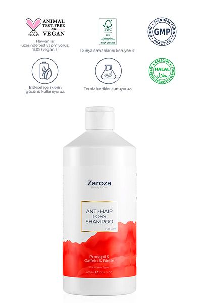 ZAROZA Anti-Hair Loss Fast Growth Strengthening Procapil Biotin Shampoo 600ml Men Women