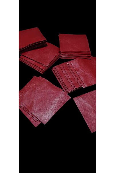 ELİS Hakiki(GERÇEK) Derisi Kırmızı Kare Parça Deri 10x10cm 25 Adet
