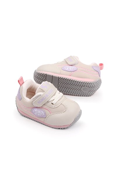 Superbaby Adidasi pentru fetite, bej cu insertii roz