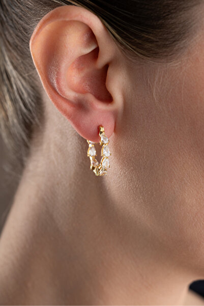 Silvano Jewelry 925 Ayar Gümüş Taşlı Halka Küpe