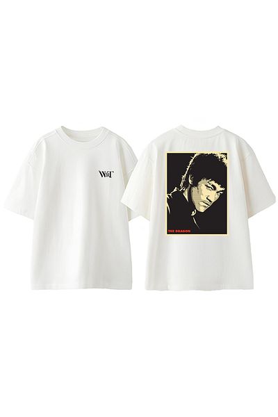 THEWERT The Dragon Design Back Printed Cotton White Oversize T-Shirt