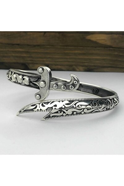 Moda Gümüş 925 Ayar Gümüş Özel İşçilikli Ayarlanabilir Zülfikar Kılıç Erkek K...