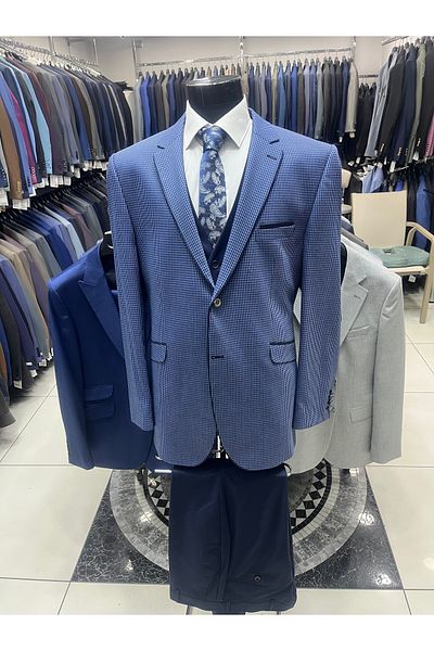 MASSARO Combined Slimfit Vest Suit (Jacket Plain or Checked. Pant Vest Straight)
