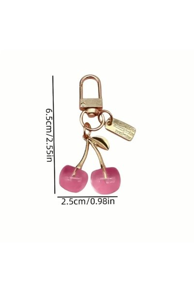 Accessories Vanilla Avenue Burgundy Light Pink Double Cherry Shaped Keychain