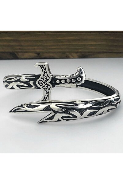 Moda Gümüş 925 Ayar Gümüş Özel İşçilikli Ayarlanabilir Zülfikar Kılıç Erkek K...