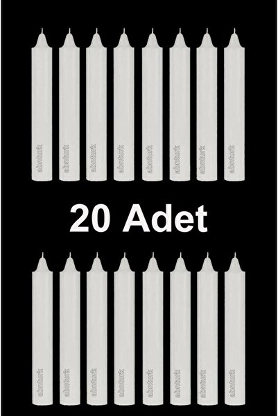 abnturk 20 Adet Klasik Beyaz Mum12cm Uzun Dilek ve Bakkal Mumu Elektriksiz or...