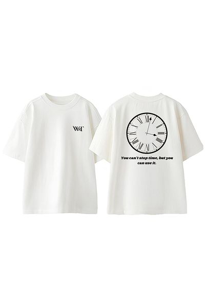 THEWERT Time You Cant Stop Time Design Πίσω Βαμβακερό μπλουζάκι με στάμπα λευκό oversize