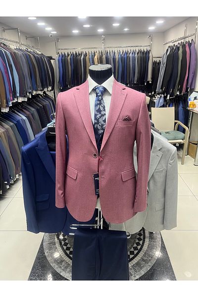 MASSARO Combined Slimfit Vest Suit (Jacket Plain or Checked. Pant Vest Straight)