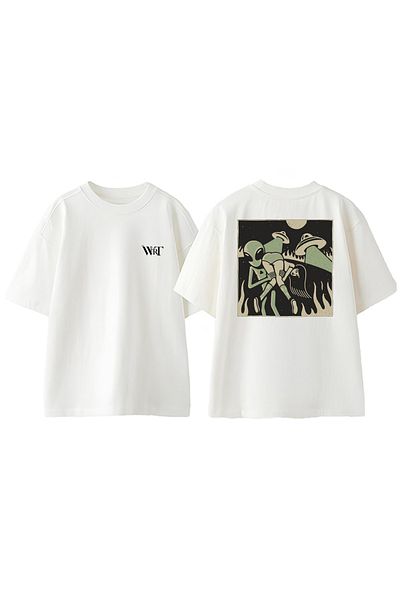 THEWERT Μπλουζάκι Aliens Missed Design Back Printed Βαμβακερό λευκό oversize μπλουζάκι