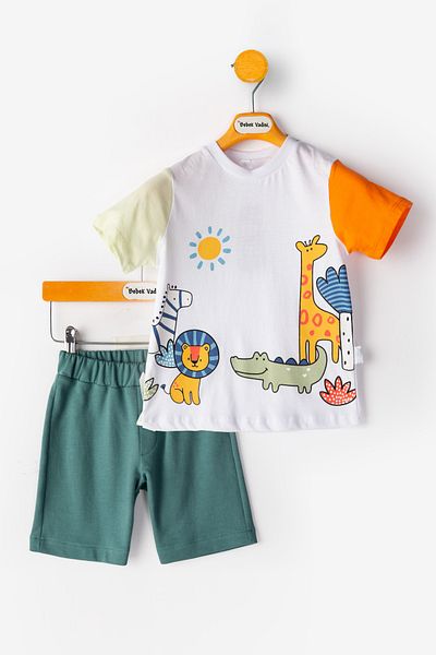 Ofislot Boy's Summer Suit Baby Boy's Double Suit Baby Boy's Shorts Suit Baby Boy's Bottom Suit