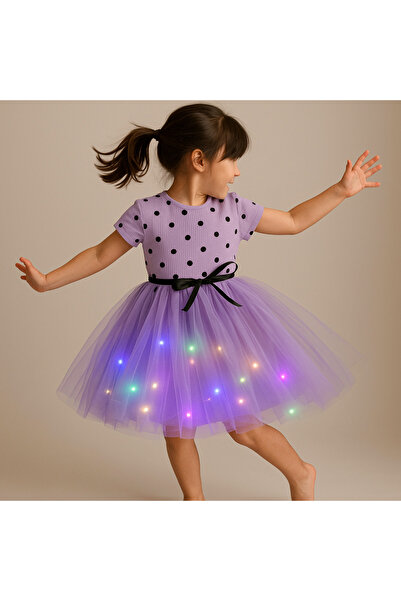 Beryka LED Işıklı Uğur Böceği Desenli Kız Çocuk Tütü Elbise – Astarlı, Eğlenc...