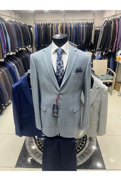MASSARO Combined Slimfit Vest Suit (Jacket Plain or Checked. Pant Vest Straight)