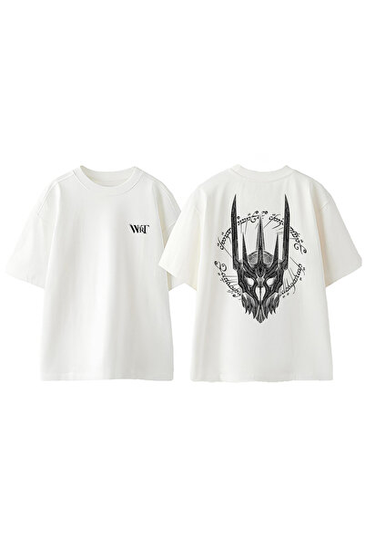 THEWERT Μπλουζάκι Sauron Design Back Printed Βαμβακερό Λευκό Oversize