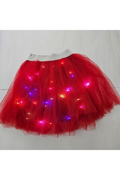 Beryka Red Lined Tutu Skirt with Led Lights - Girls' Skirt, Special for Red Passion