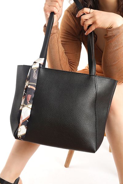 Moda Lime Μαύρη γυναικεία τσάντα ώμου με φερμουάρ