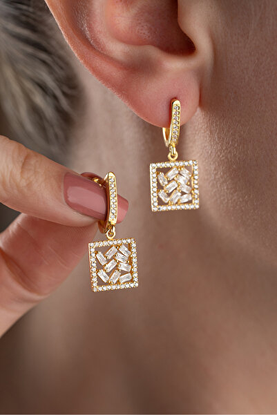 Silvano Jewelry 925 Ayar Gümüş Baget Taşlı Küpe