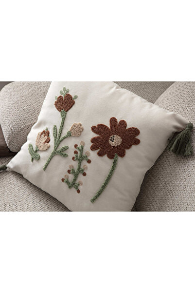 SWITA Comfort Serisi Punch İşlemeli Keten Kırlent Kılıfı 43x43 cm