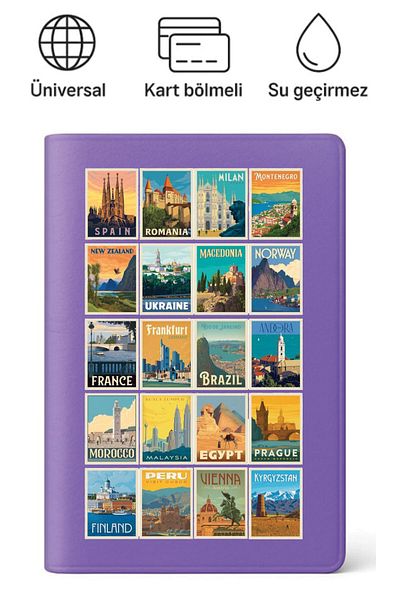 ADACASE Passport Cover Case Passport Holder Pattern Passport Container Waterproof Country Stamps