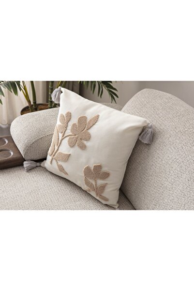 SWITA Comfort Series Punch Embroidered Linen Throw Pillow Cover 43X43 cm