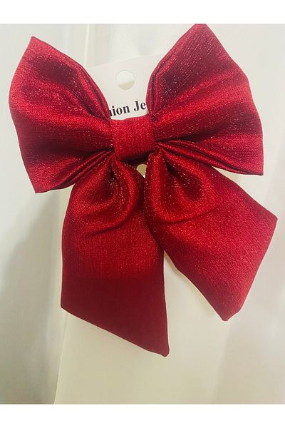 MİNİKLER SHOPPING Women's Red Light Shiny Fabric Red Bow Buckle