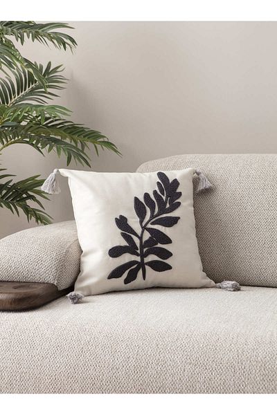 SWITA Comfort Series Punch Embroidered Linen Throw Pillow Cover 43X43 cm